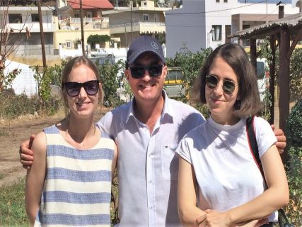 Nicholas with the Writer Celina Prag and the Photographer Ana Santl, while shooting and writing about Rhodes Island  